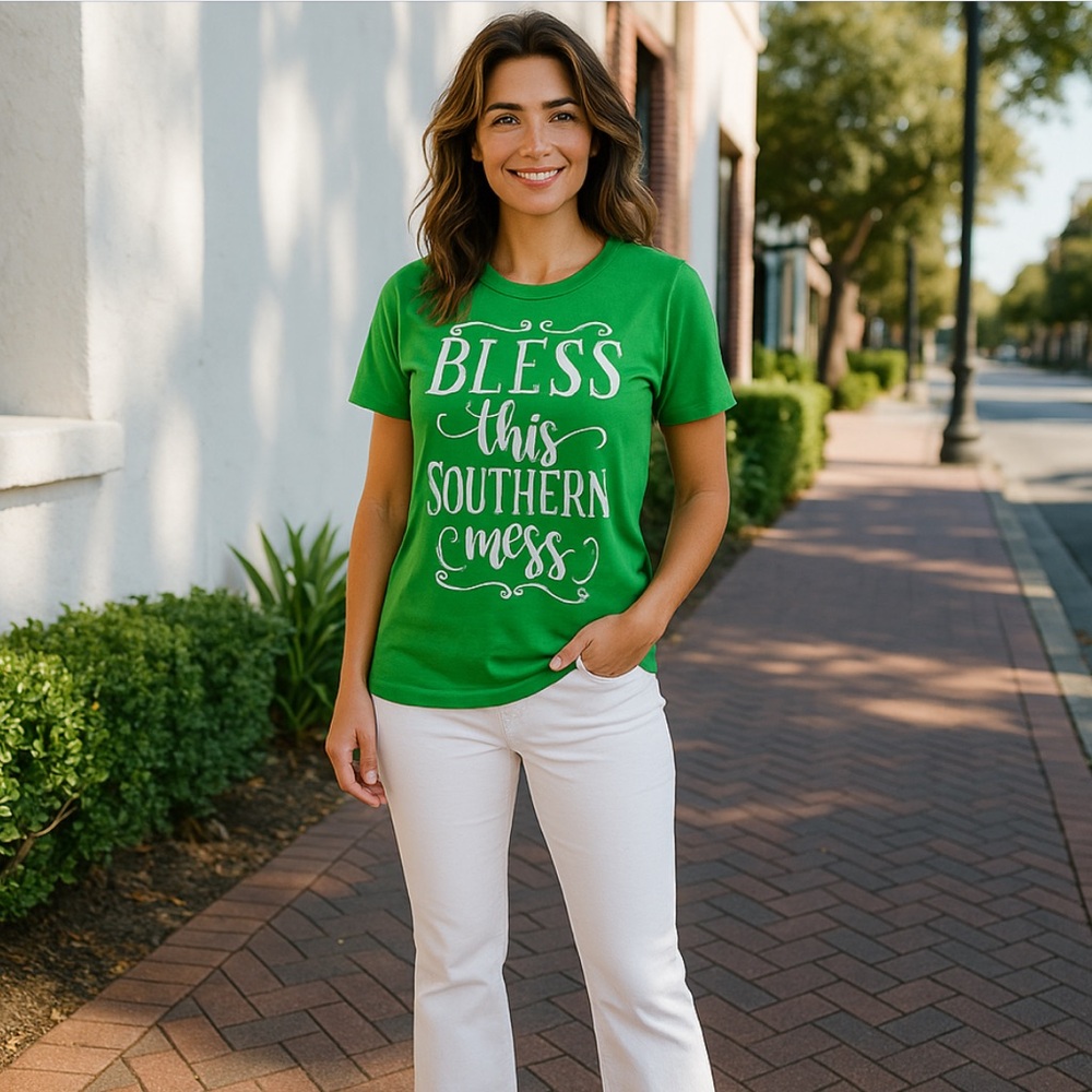Paula Deen green T-shirt with fun southern sayings on front!